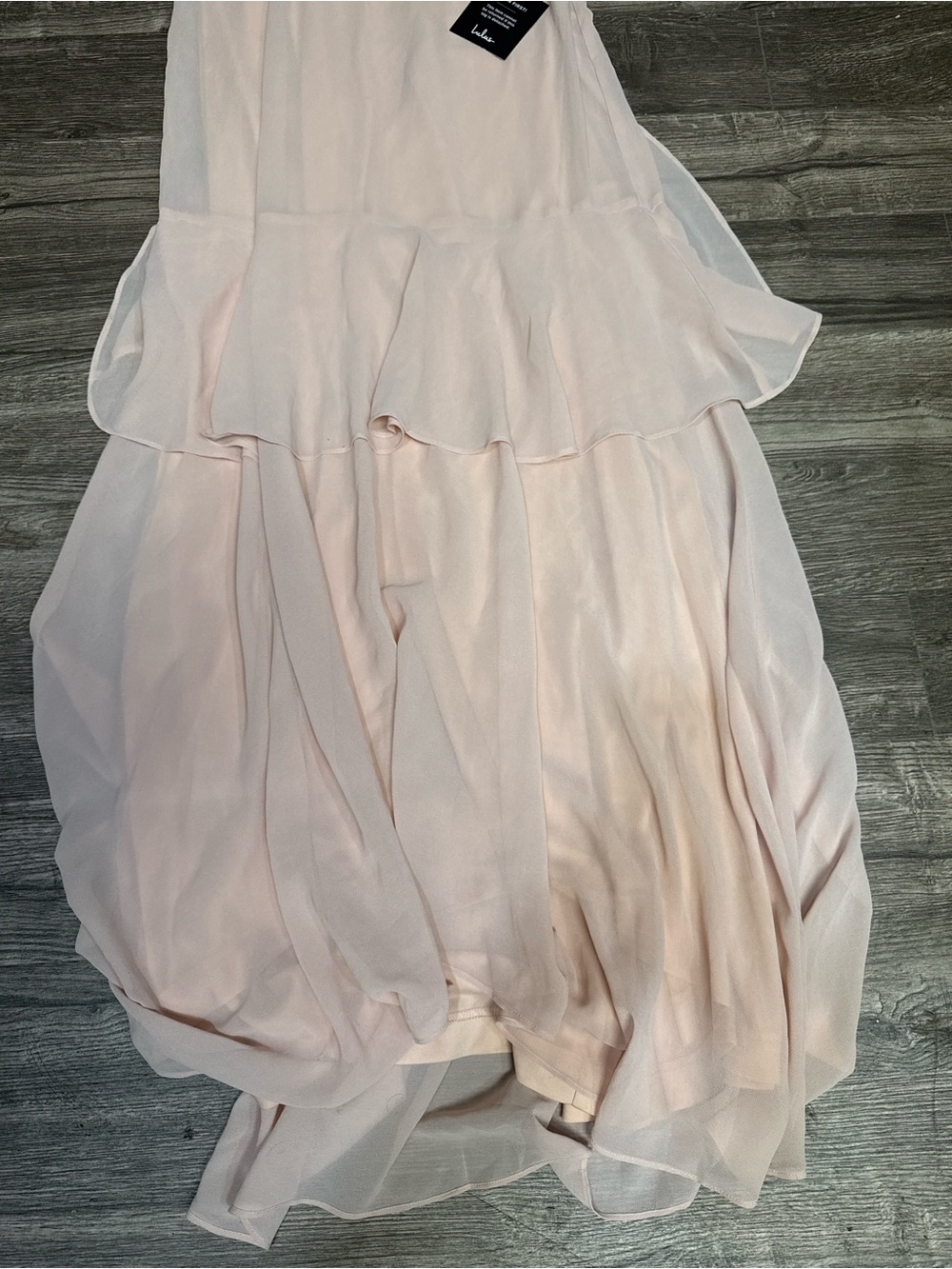 Lulus Blush Pink Ruffle Chiffon Maxi Dress NWT Size Small - Picture 8 of 10